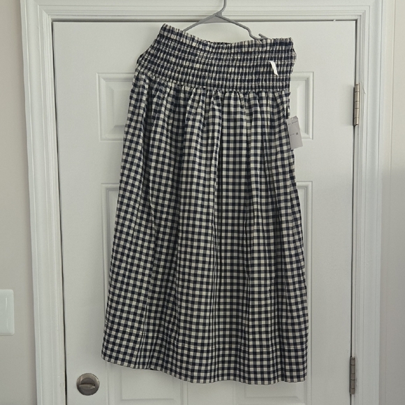 Gingham Crop Top And Maxi Skirt Set Navy and White M - Picture 3 of 6